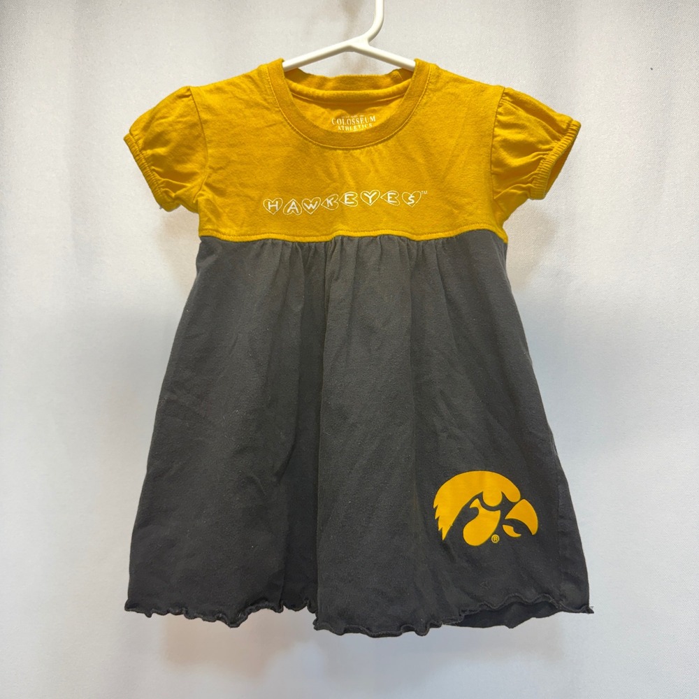 Iowa Hawkeyes Colosseum Athletics Dress Infant 6-12M Gold Black NCAA Puff Sleeve